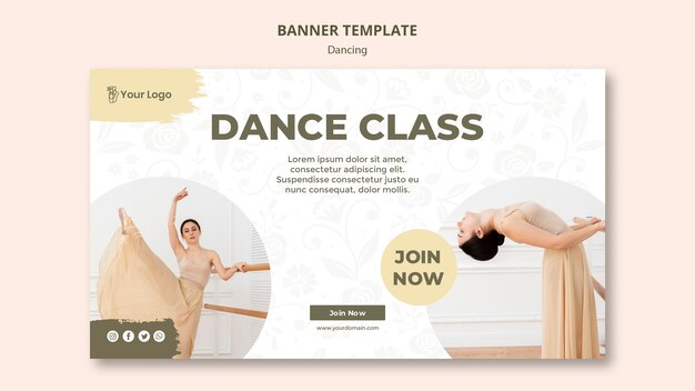 Modello di banner di classe di danza