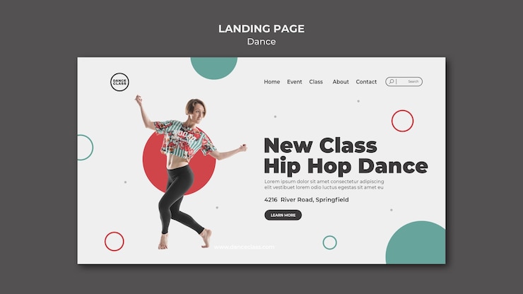 Free PSD dance class landing page template