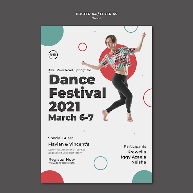 Free PSD Dance class poster template Free PSD Dance class poster template