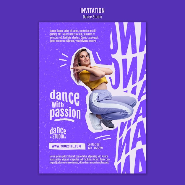 Dance class studio invitation template