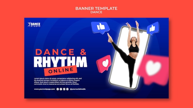 Free PSD dance classes horizontal banner template