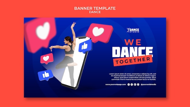 Modello di banner orizzontale per lezioni di danza