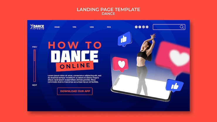 मुफ़्त PSD dance classes landing page template