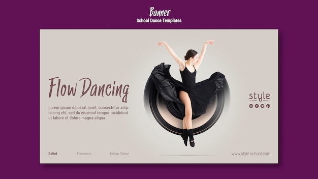 Бесплатный PSD Танцевальная концепция баннер шаблон