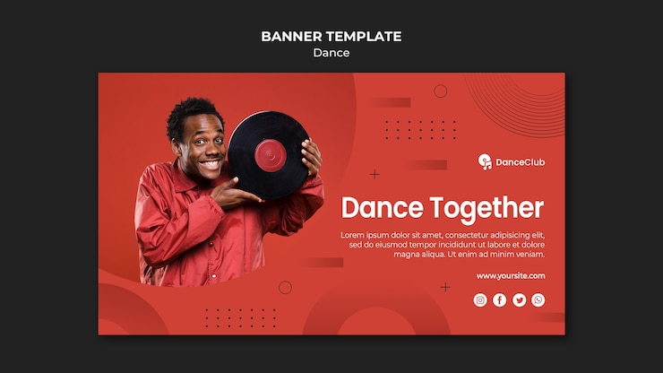 Free PSD dance concept horizontal banner