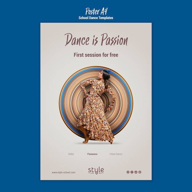 PSD gratuito modello di manifesto del concetto di danza