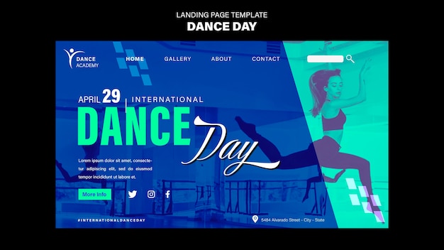 Free PSD dance day landing page template