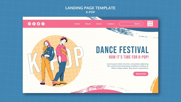 Free PSD dance festival landing page