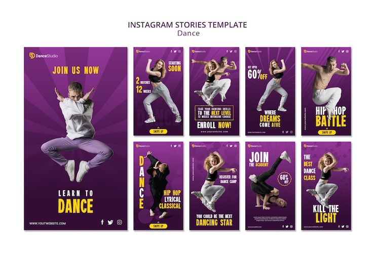 무료 PSD instagram 이야기 템플릿 댄스