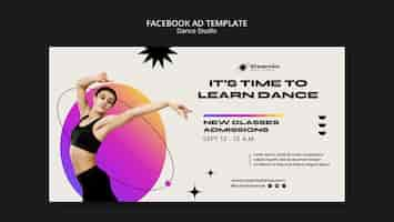 Free PSD dance lessons social media promo template with gradient design and stars