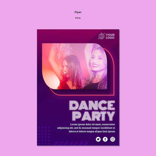 Free PSD dance party flyer template