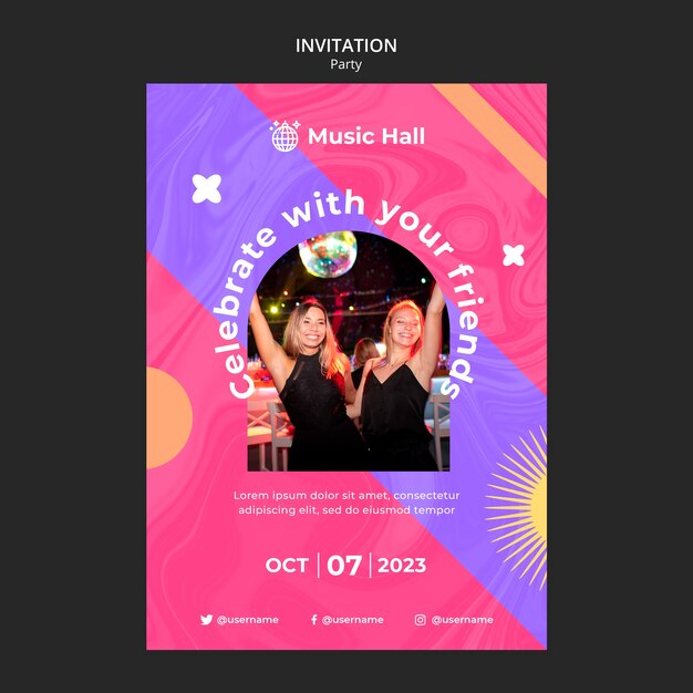Dance party invitation template