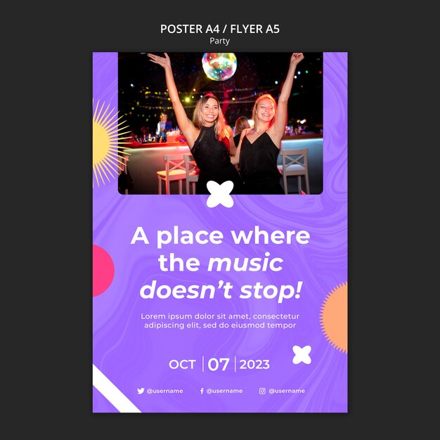 Dance party vertical poster template