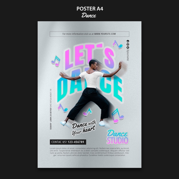 PSD gratuito disegno del modello di poster di danza