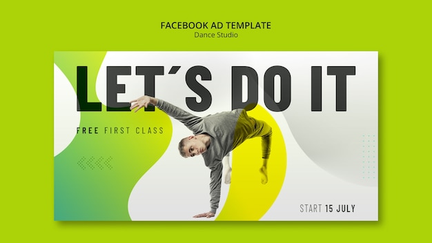 Бесплатный PSD Рекламный шаблон занятий танцевальной студии в социальных сетях