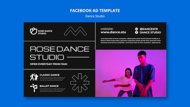 Дизайн рекламы танцевальной студии в фейсбуке