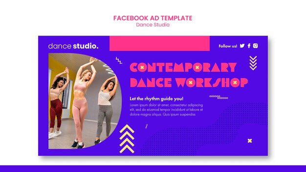 ダンススタジオFacebook広告テンプレートデザイン
