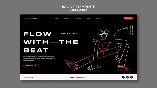 ダンススタジオのランディングページのデザイン