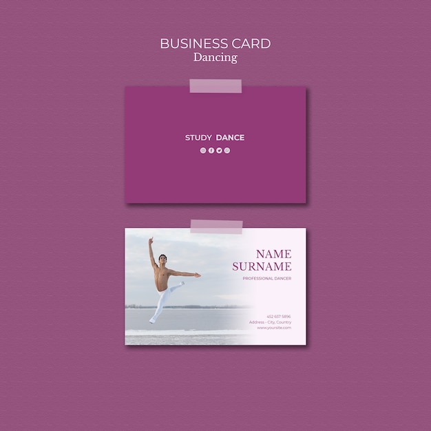 Free PSD dancing school business card template