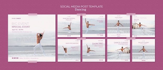 무료 PSD 게시물 템플릿-춤추는 학교 소셜 미디어