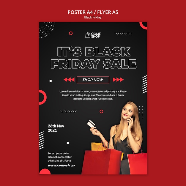 Free PSD dark black friday poster template