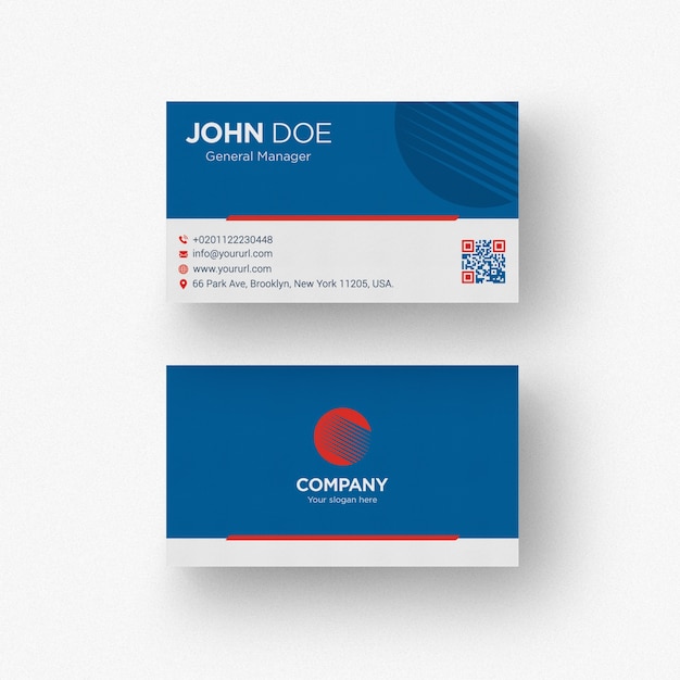 Dark blue business card