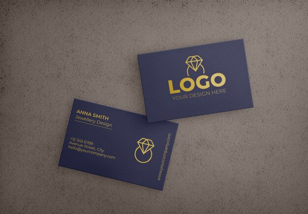 Free PSD dark blue bussiness card with golden design