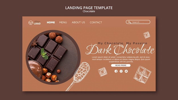 Modello di pagina di destinazione cioccolato fondente