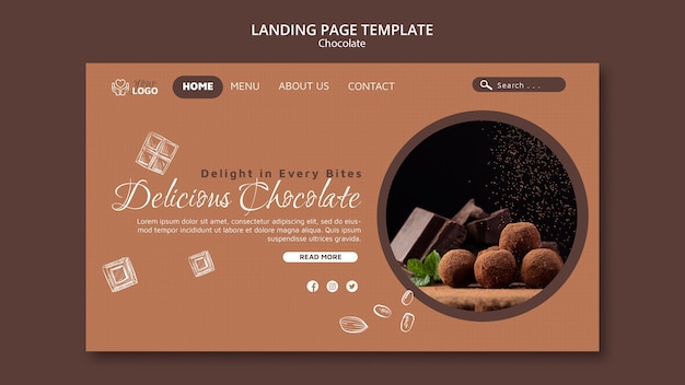 Modello di pagina di destinazione cioccolato fondente