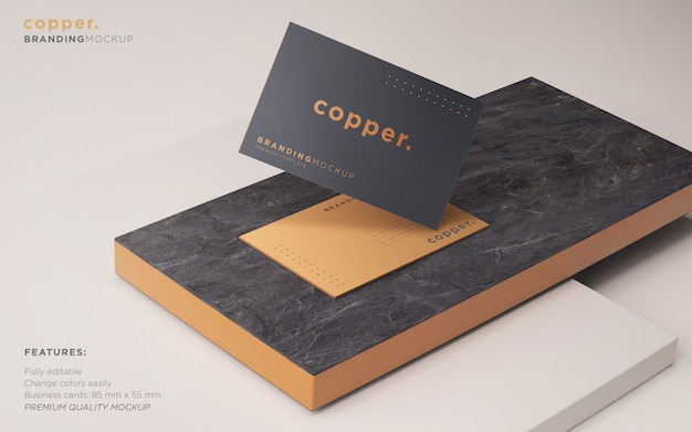 Dark and Copper Business Card Free PSD Mockup Template