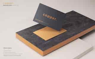 Free PSD dark and copper business card psd mockup