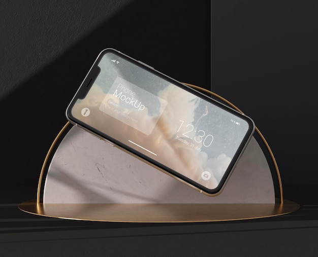 Dark and copper levitation phone mockup