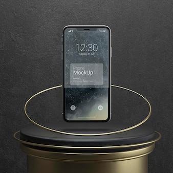 Dark and copper levitation phone mockup