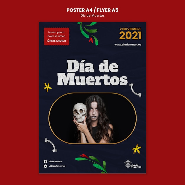 Dark dia de muertos print template