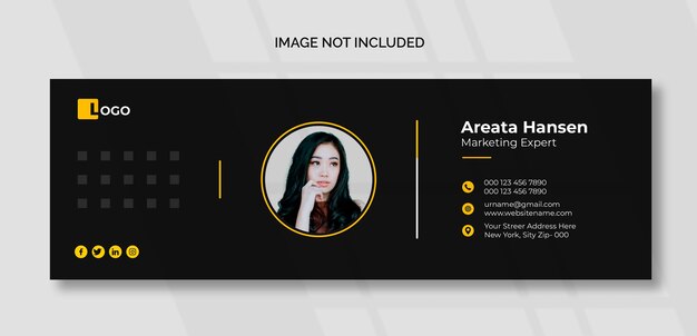 Dark email signature template or email footer and personal social media cover design