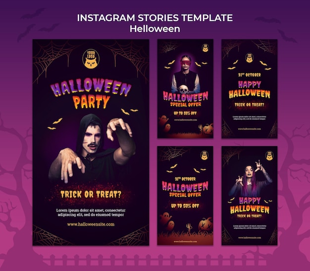 dark halloween party instagram stories set