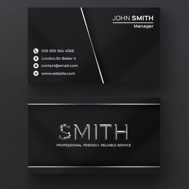 Free PSD dark metallic business card