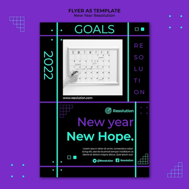 Free PSD dark new year resolution print template