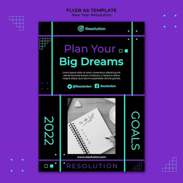 Free PSD dark new year resolution print template