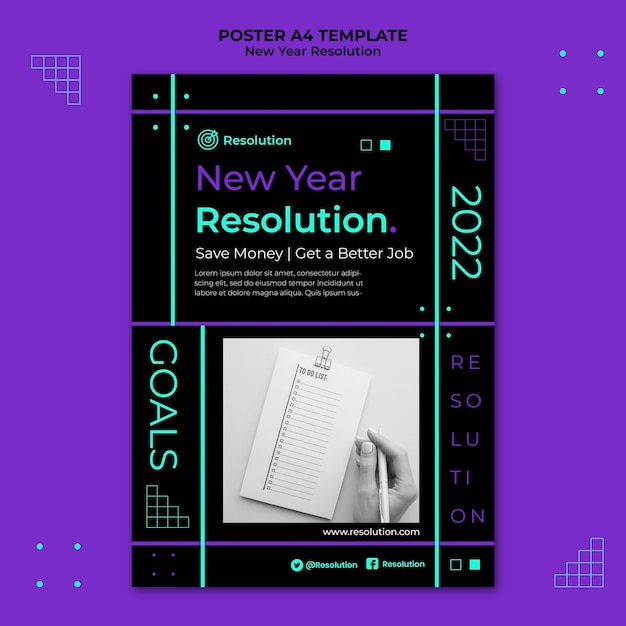 Free PSD dark new year resolution print template