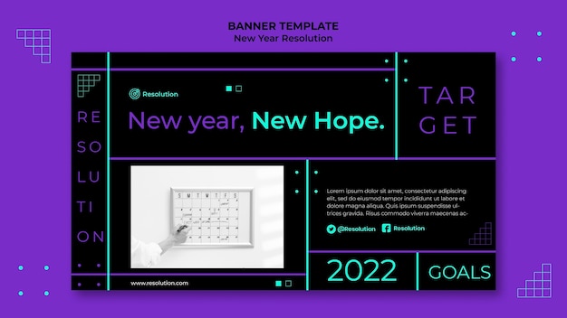 Dark new year resolutions banner template