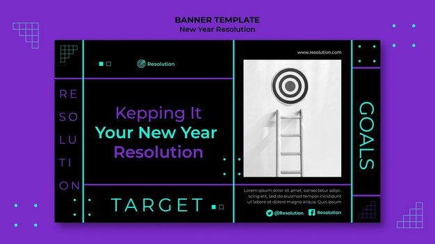 dark new year resolutions banner template