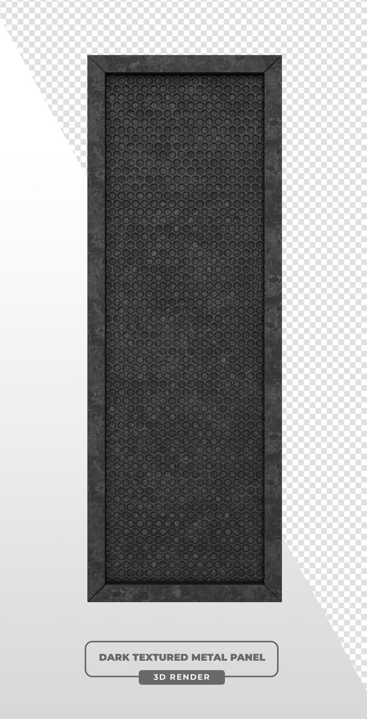 Free PSD dark textured metal panel 3d render