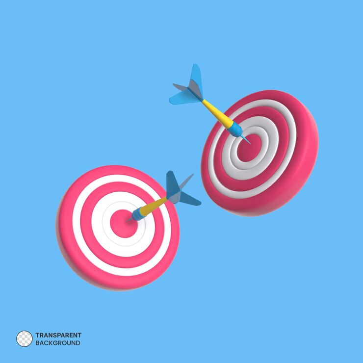 Free PSD dartboard business goal and success concept icon 3d render