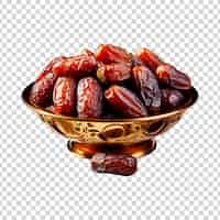 Free PSD dates in a bowl on a transparent background