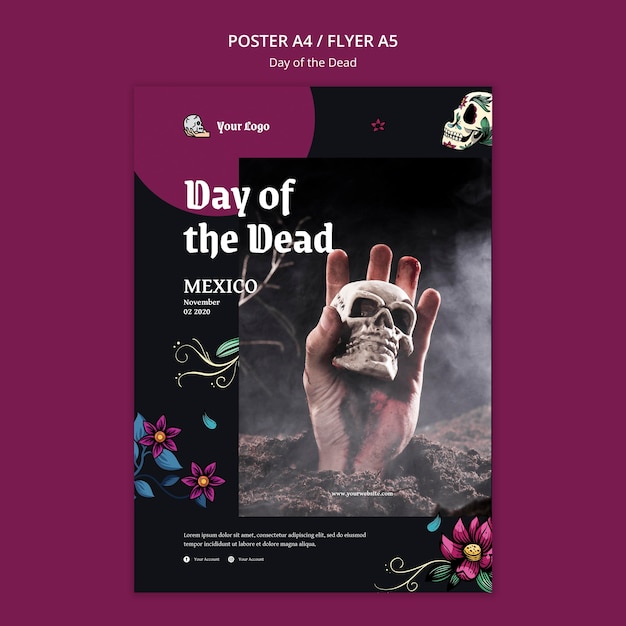 Free PSD day of the dead template poster