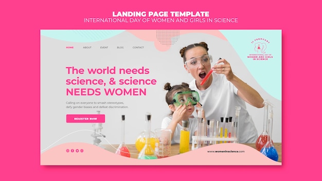 Free PSD day of women and girls in science landing page