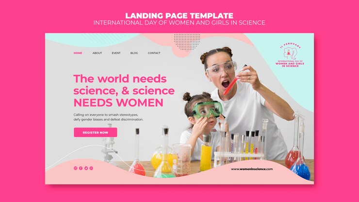 Free PSD day of women and girls in science landing page