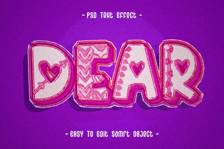 Free PSD dear valentines day editable text effect