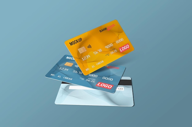 Debit card mockup in 3d rendering isolated